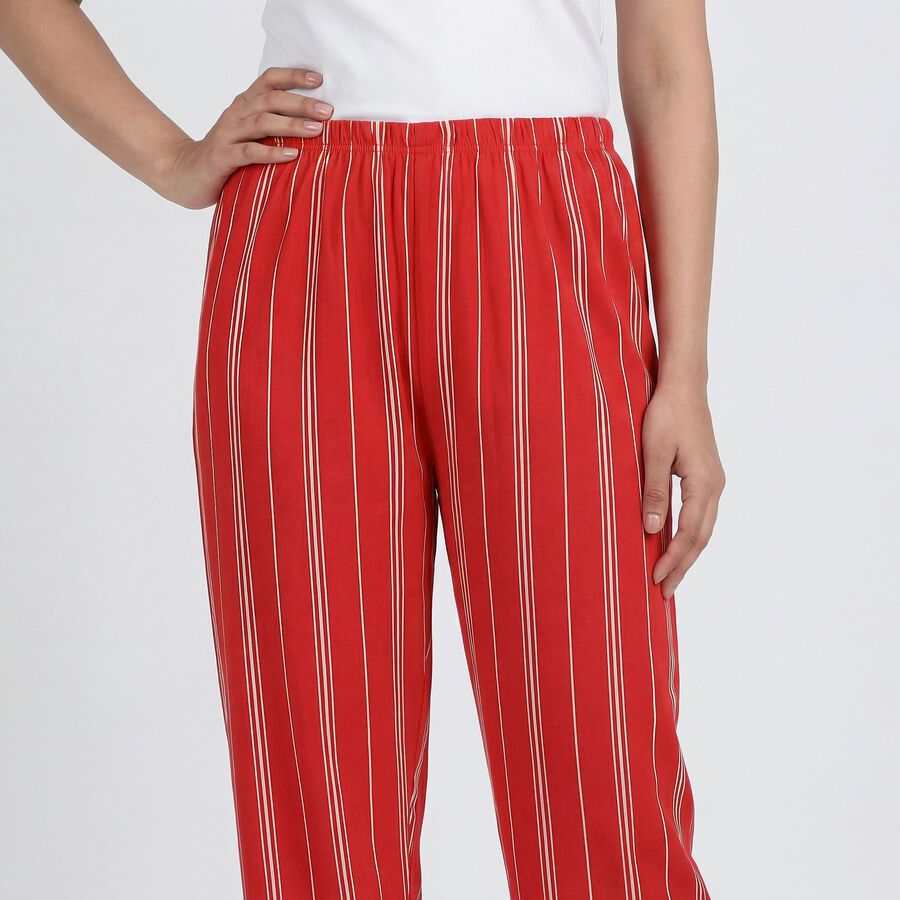 Women's Red Solid Elastic Waist Pyjama, Red, large