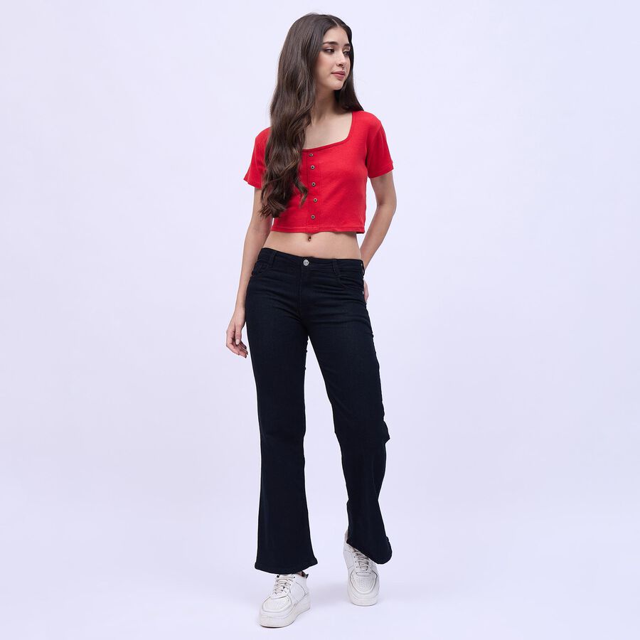 Women's Jet Black Bootcut Fit High-Rise Jeans, Black, large image number null