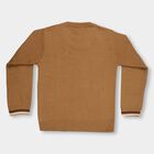 Boys Warm Caramel Brown Crew Neck Casual Pullover, भूरा, small image number null