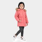 Girls' Pink Hooded Puffer Jacket, गुलाबी, small