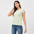 Women's Light Green Round Neck Floral T-Shirt, Light Green, small image number null