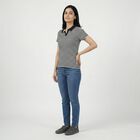 Women Navy Blue Cotton Blend Polo Neck Preppy Polo T-Shirt, Navy Blue, small