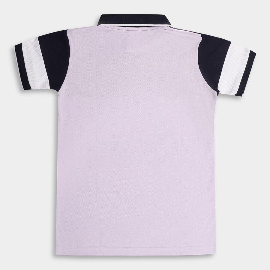 Boys' Light Lilac Collar Half Sleeves T-Shirt, Lilac, large image number null