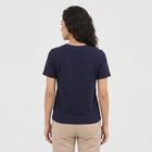 Women's Navy Blue Round Neck Regular T-Shirt, नेवी ब्लू, small