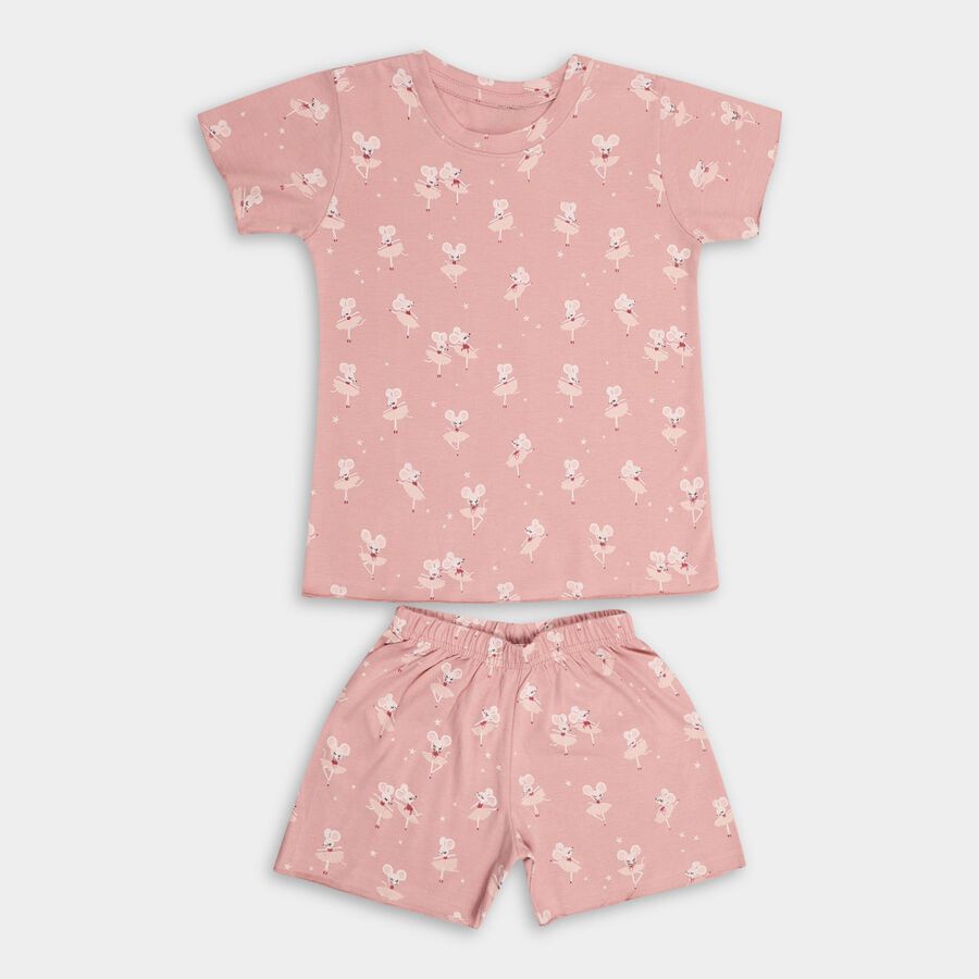 Girls' Night Suit, Light Pink, large image number null