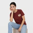 Women Rust Round Neck Regular T-Shirt, Rust, small