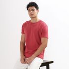 Men's Round Neck Half Sleeves T-Shirt , Red, small