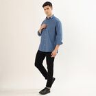 Men's Muted Steel Blue Cotton Classic Casual Shirt, Mid Blue, small image number null