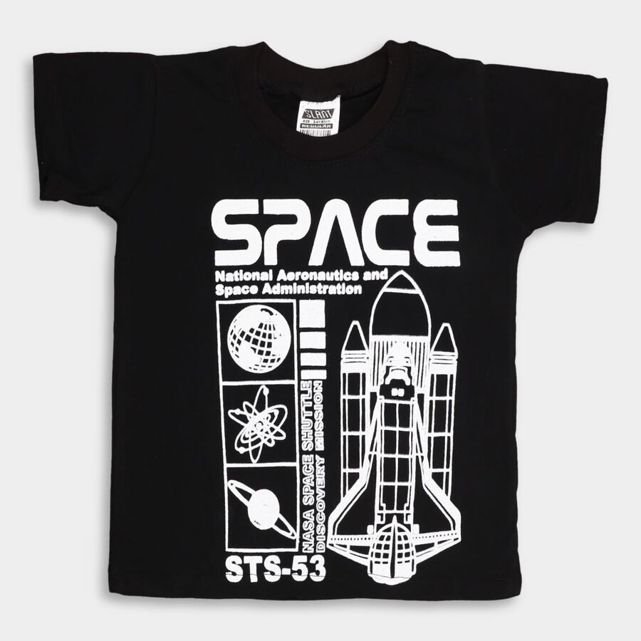 Boys' Half Sleeves T-Shirt, काला, large image number null