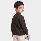 Boys' Brown Crew Neck Graphic Print Sweatshirt, Brown, small