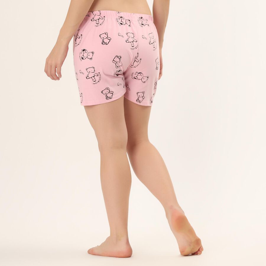 Women's Pink Regular Fit Drawstring Contrast Trim Shorts, गुलाबी, large