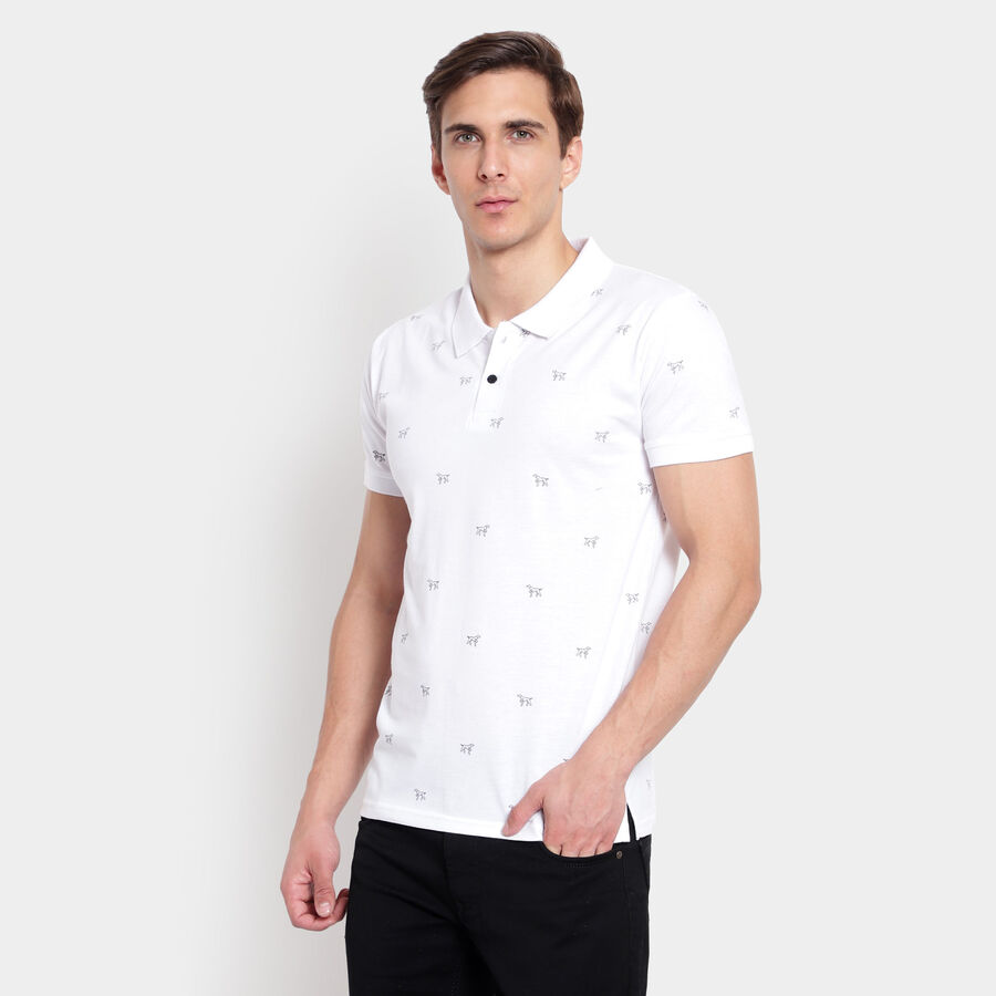 Printed Polo Shirt, White, large image number null
