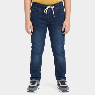 Boys' Dark Blue Blue Jogger Fit Washed Jeans