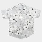 Boys Grey 100% Cotton Floral Printed Collar Regular Fit Shirt, गहरा ग्रे, small