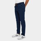 Boys' Blue Cotton Regular Fit Jeans, गहरा नीला, small