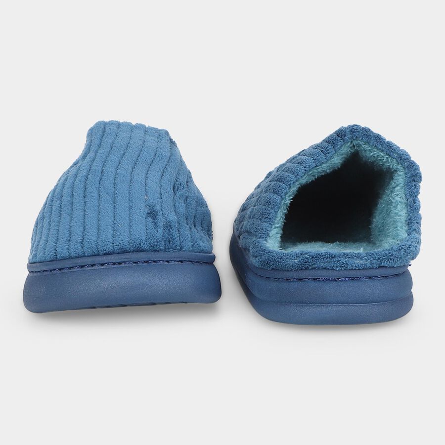 Men's Navy Blue Slip-On Winter Slippers, Navy Blue, large