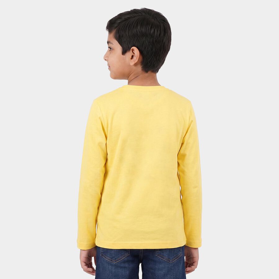 Boys Yellow Round Neck Regular Boys T-Shirt, पीला, large