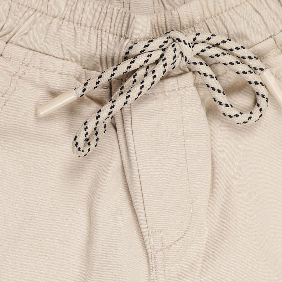 Boys' Light Beige Regular Fit Cargo Trousers, Off White, large image number null