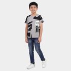 Boys Charcoal Cotton Round Neck Casual Half Sleeve T-Shirt, Charcoal, small