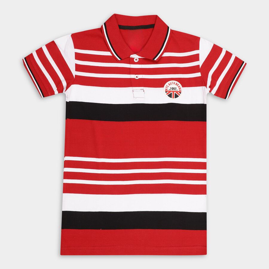 Boys' Half Sleeves T-Shirt, लाल, large image number null