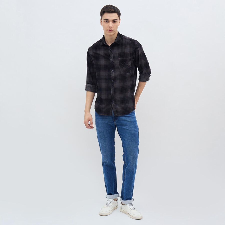 Men's 100% Cotton Casual Shirt, Brown, large