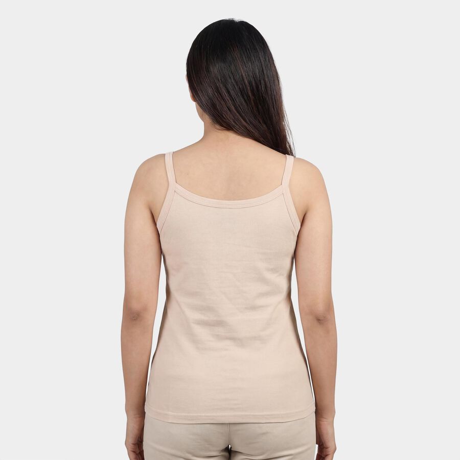 Women's Beige Cotton Scoop Neck Classic Slips, गहरा पीला, large