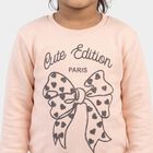 Girls' Pink Crew Neck Graphic Print Sweatshirt, Light Pink, small