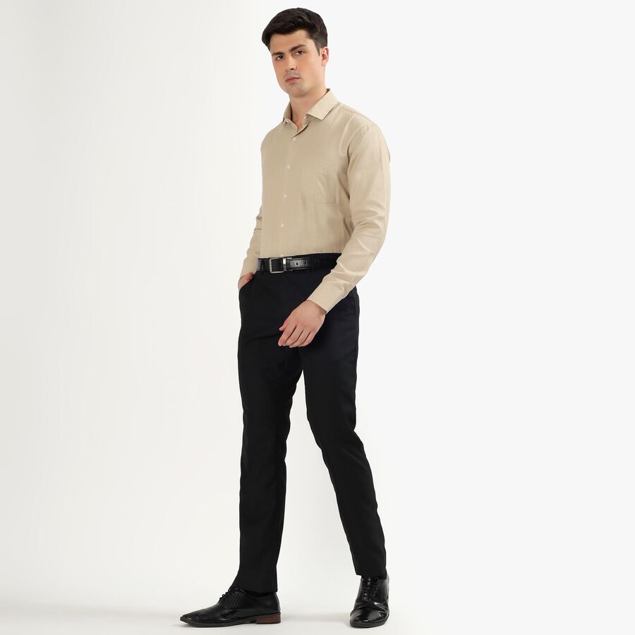 Men's Light Beige Classic Formal Shirt, गहरा पीला, large