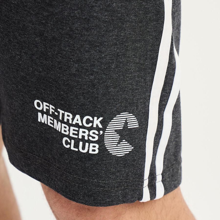 Men's Charcoal Grey Regular Fit Striped Graphic Jamaican Shorts, Charcoal, large