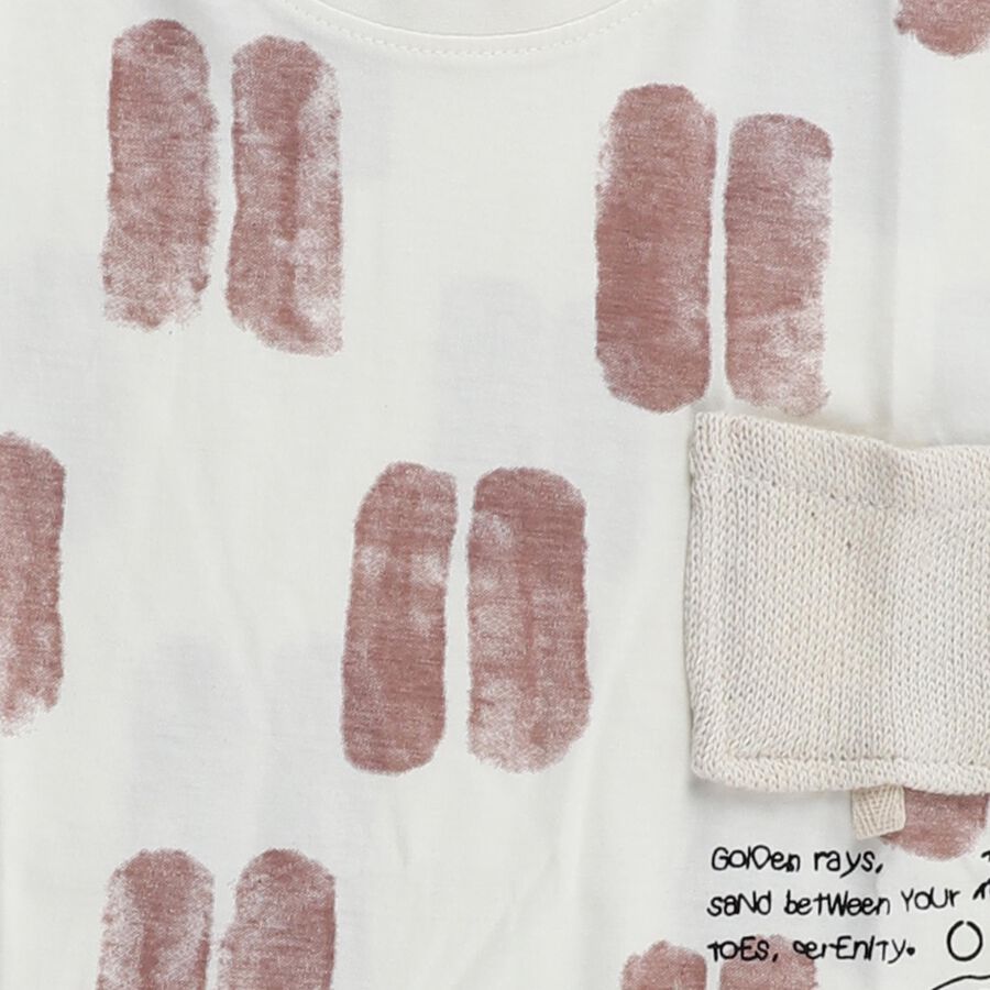 Boys Off-White Cotton Round Neck Casual T-Shirt, भूरा, large image number null