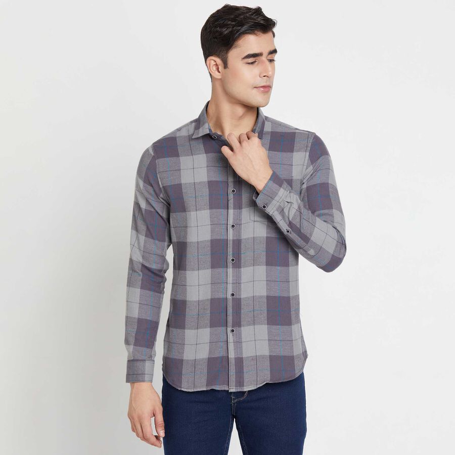 Checks Casual Shirt, Light Grey, large image number null