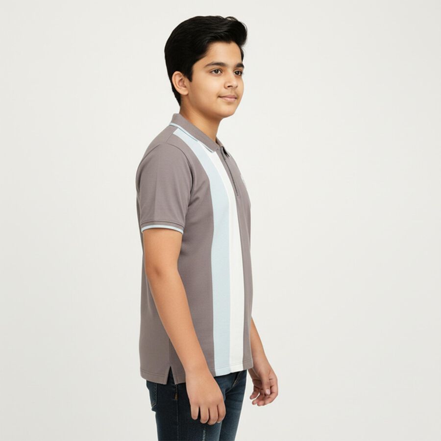 Boys' Half Sleeves T-Shirt, चारकोल, large image number null