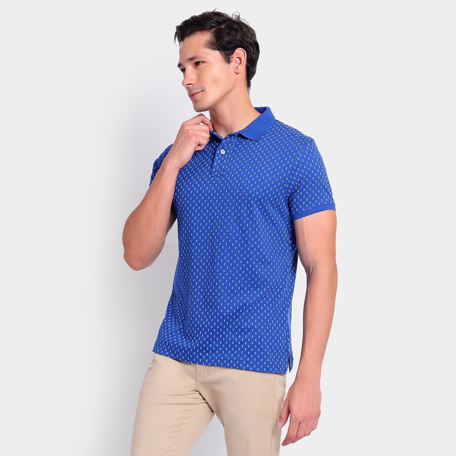 Men's Collared Half Sleeves T-Shirt, गहरा नीला, large image number null