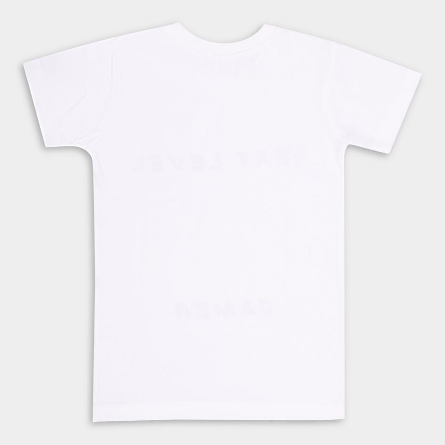 Boys' Cotton Half Sleeves T-Shirt, White, large image number null