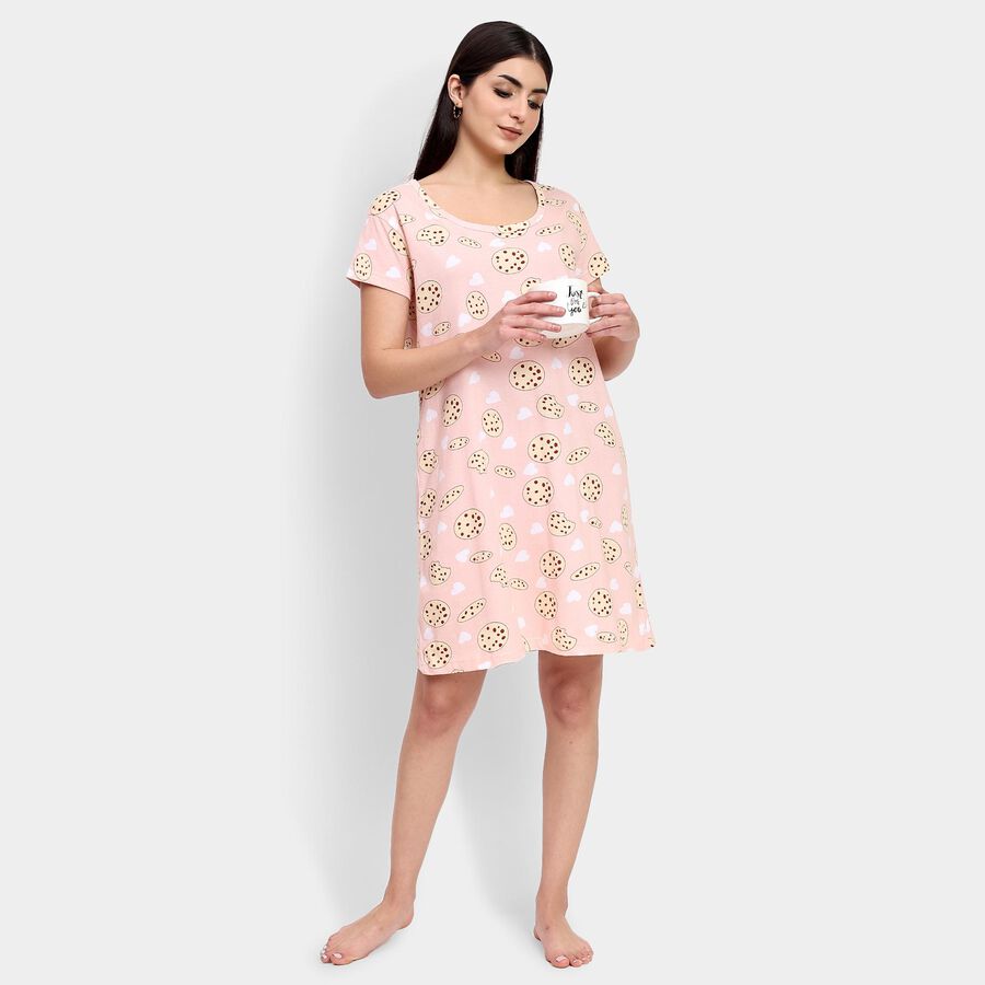 Ladies' 100% Cotton Nighty , Peach, large image number null