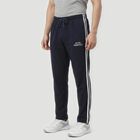 Men's Navy Blue Regular Fit Solid Track Pants, नेवी ब्लू, small