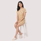 Women Beige Round Neck T-Shirt Style Nighty, Beige, small