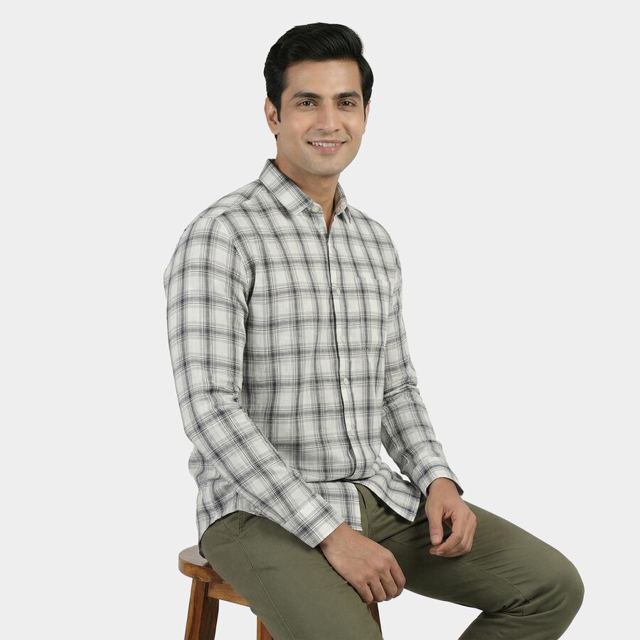 Men's Navy Blue Cotton Casual Shirt, नेवी ब्लू, large
