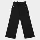 Girls' Black Wide Leg Bow Waist Trousers, Black, small