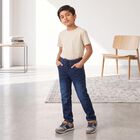 Boys' Navy Blue Straight Fit Washed Jeans, गहरा नीला, small