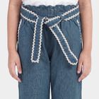 Girls' Light Blue Wide Leg Tie-Up Jeans, हल्का नीला, small