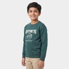 Boys' Teal Crew Neck Graphic Print Sweatshirt, टील ब्लू, small