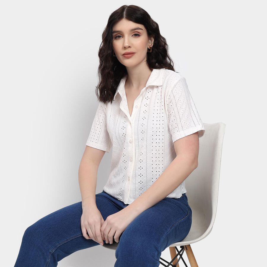 Ladies' Shirt , ऑफ व्हाइट, large