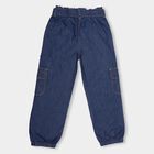 Girls' Stonewashed Blue Wide Leg Pull Up Jeans, Dark Blue, small image number null