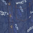 Boys' Denim Casual Shirt, मध्यम नीला, small image number null