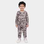 Boys Charcoal Cotton Round Neck Graphic Print Baba Suit, Charcoal, small