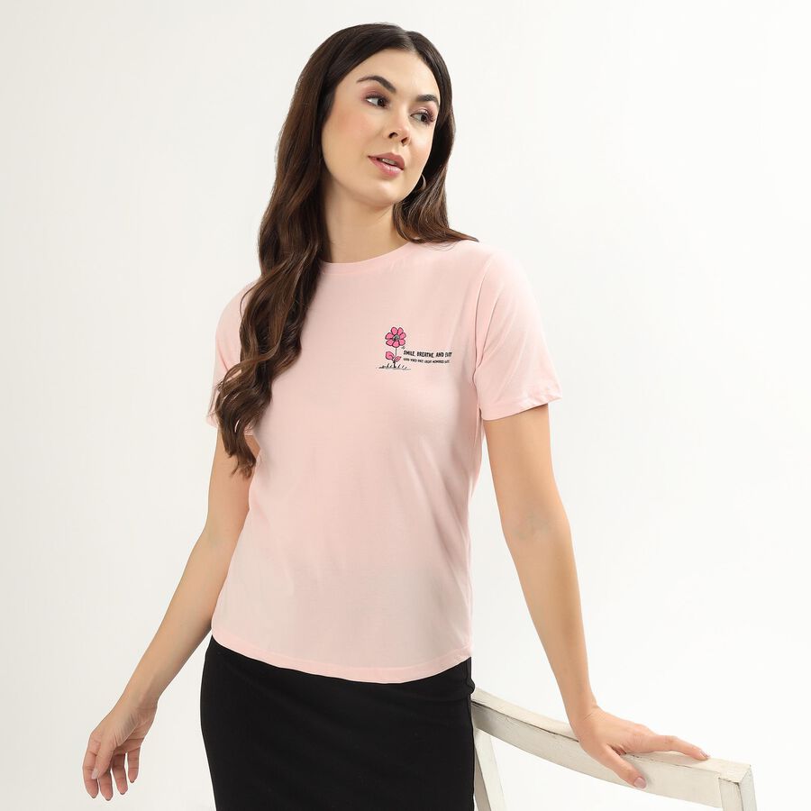 Ladies' Round Neck T-Shirt, Light Pink, large