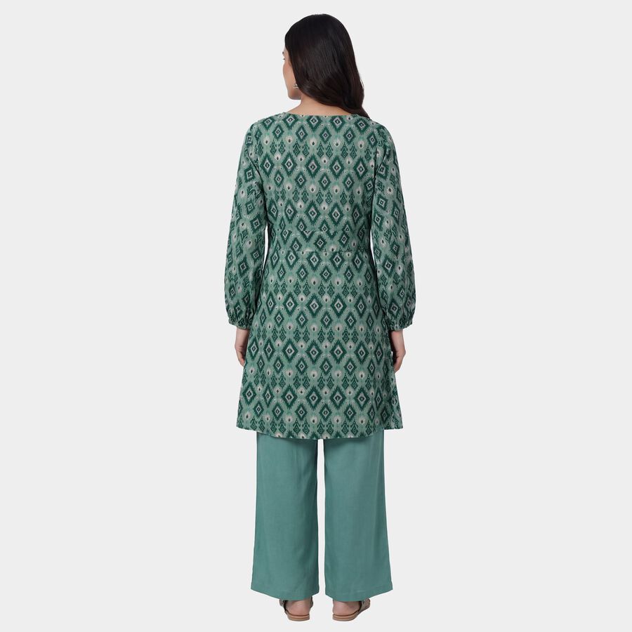 Women's Mint Green Mandarin Collar Notch Neck Embroidered Straight Kurta, हल्का हरा, large