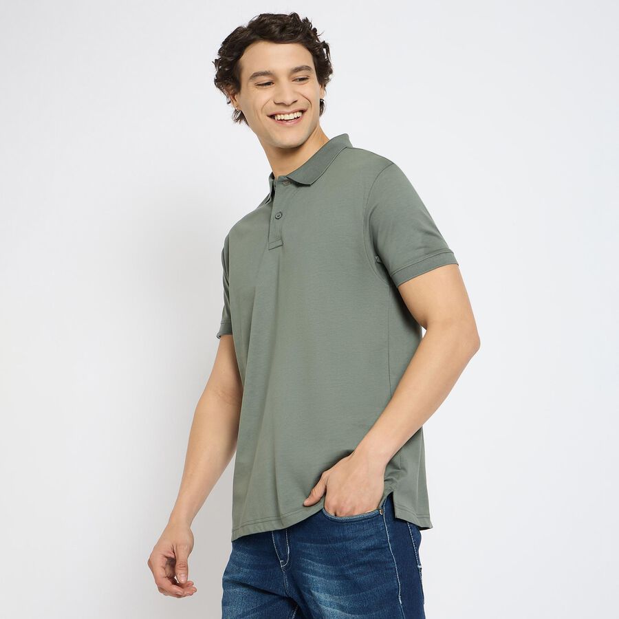 Men's 100% Cotton Collared Half Sleeves T-Shirt , Light Green, large image number null