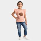 Girls Light Pink Cotton Round Neck Regular T-Shirt, Light Pink, small